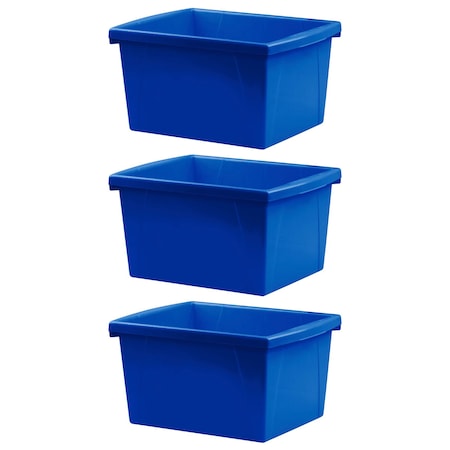 Storex Storage Bin, Polypropylene, Blue, 3 PK 61451U06C